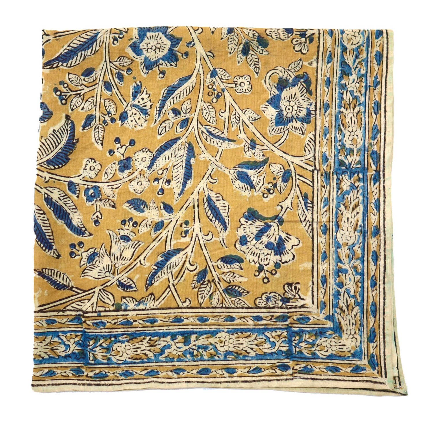 Sapphire Bloom - Kalamkari Cotton Bandana