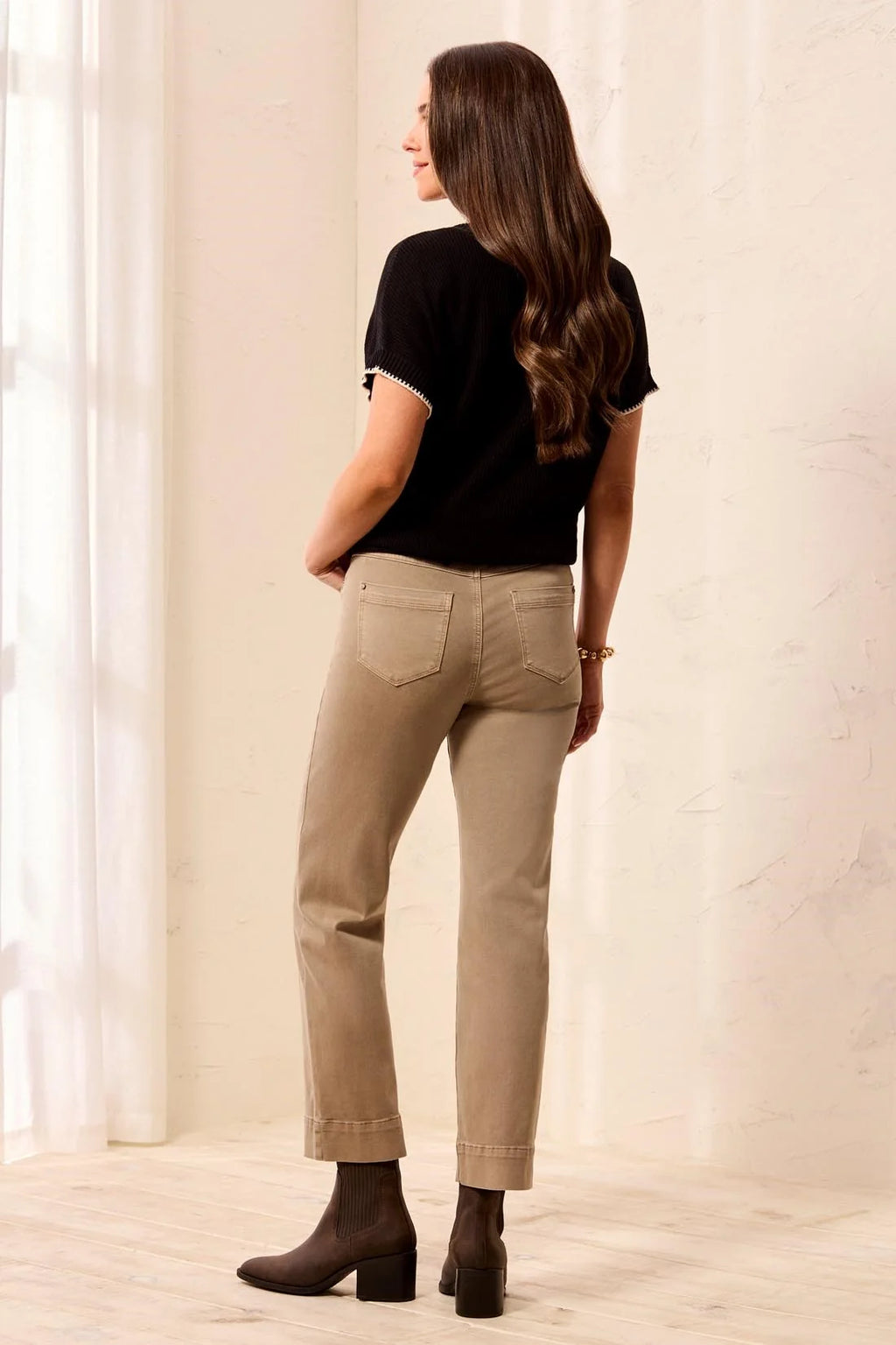 Comfort Stretch Straight Leg Pull-On Ankle Pants-Fossil