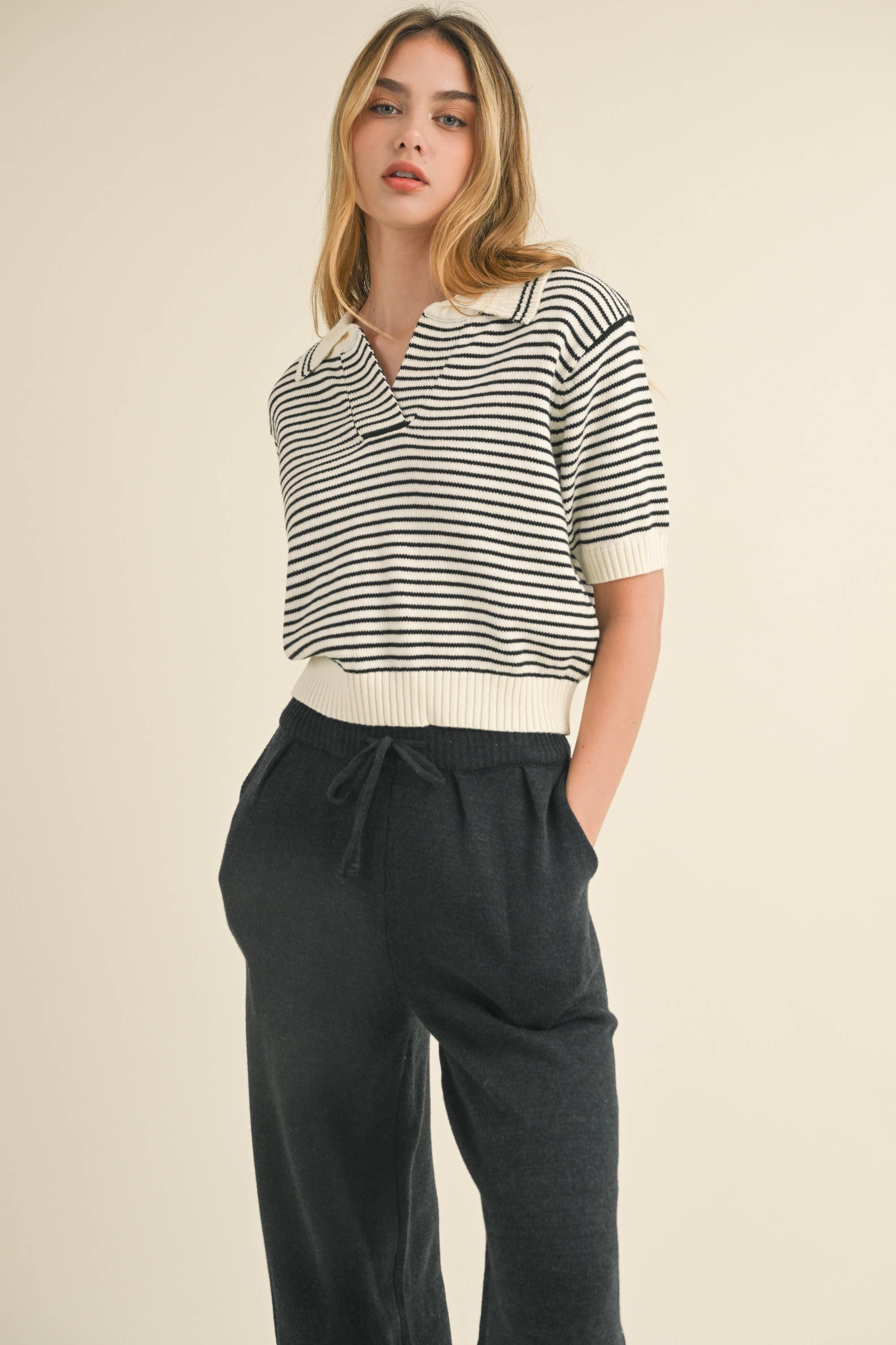 Collared Knit  Top
