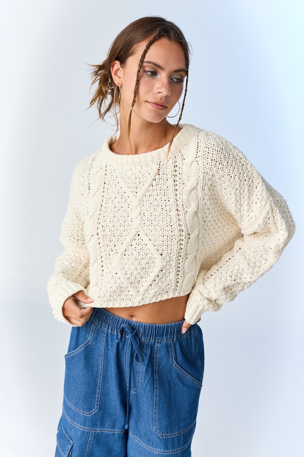 Cora Loose Fit Cable Knit Sweater Pullover