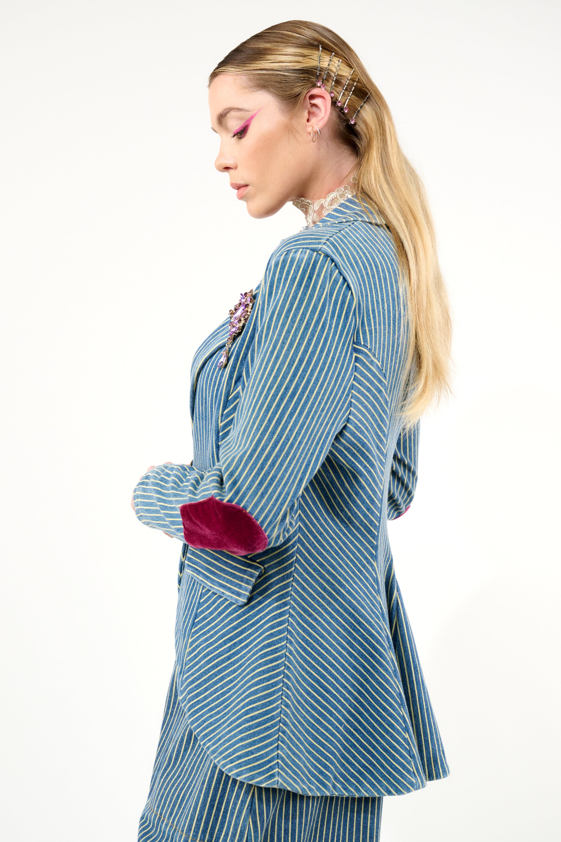 Alaia Stripe Denim Blazer