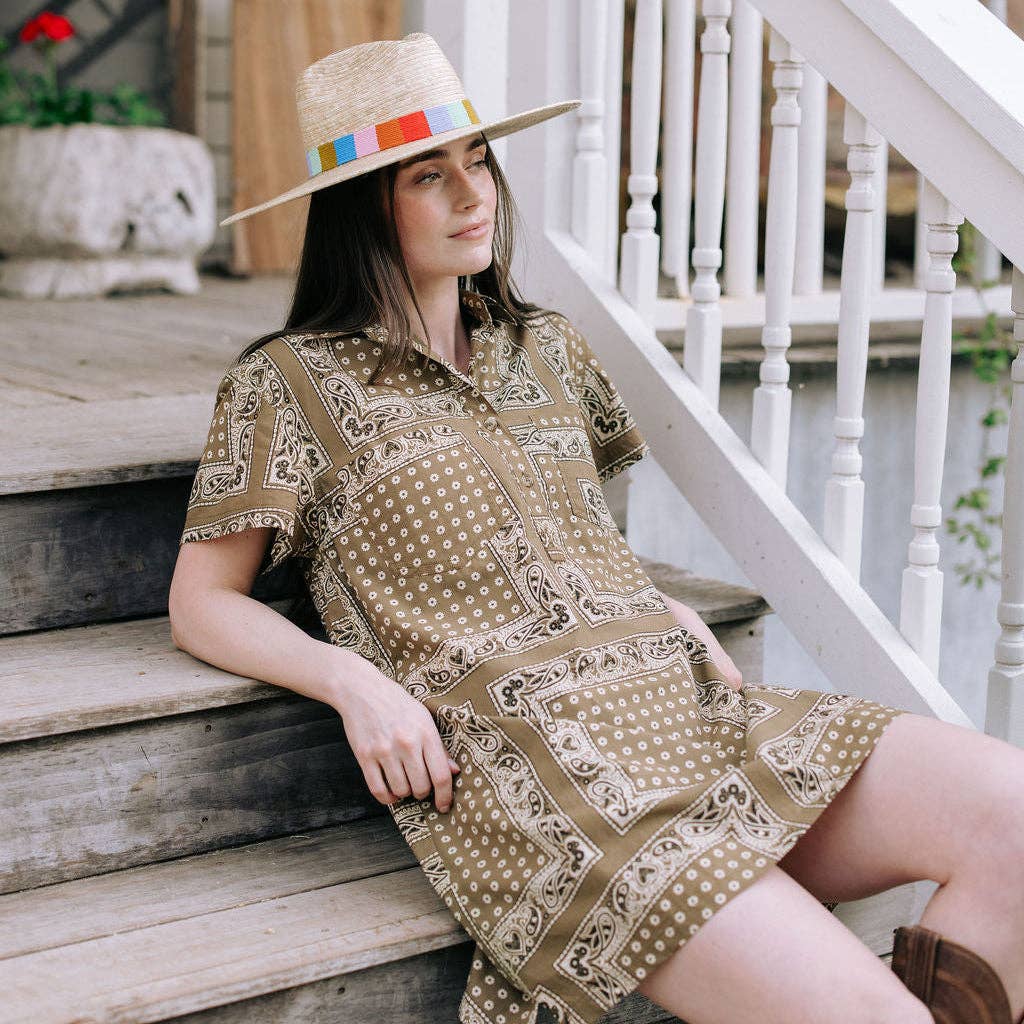 Olive Bandana Getaway Mini Dress