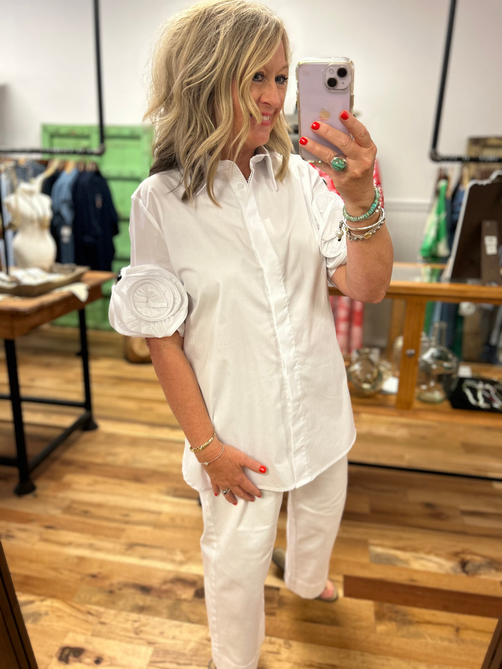 Rosette White Cotton Shirt