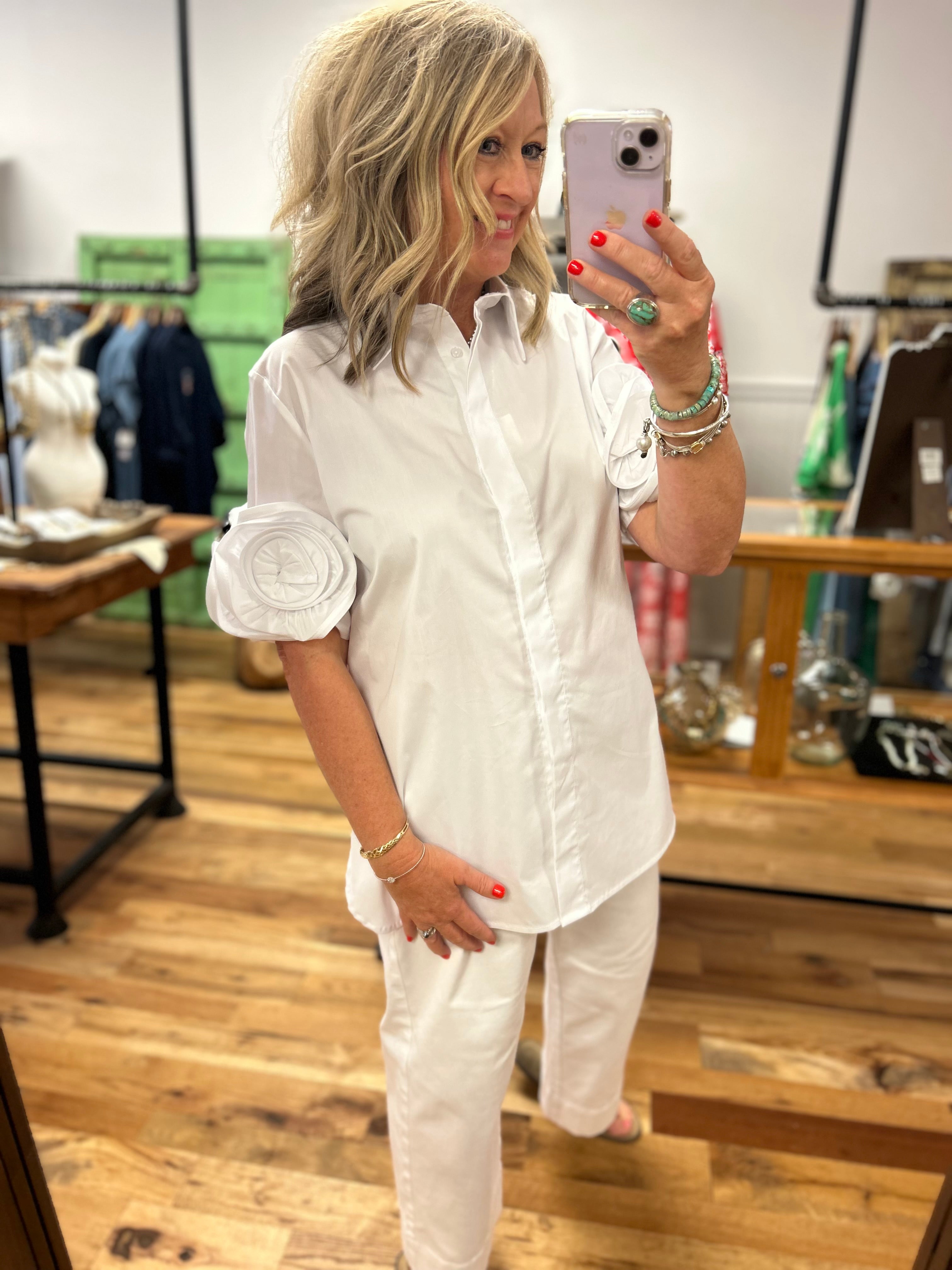 Rosette White Cotton Shirt