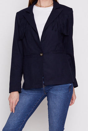 Helen Fringe Blazer in Midnight Navy