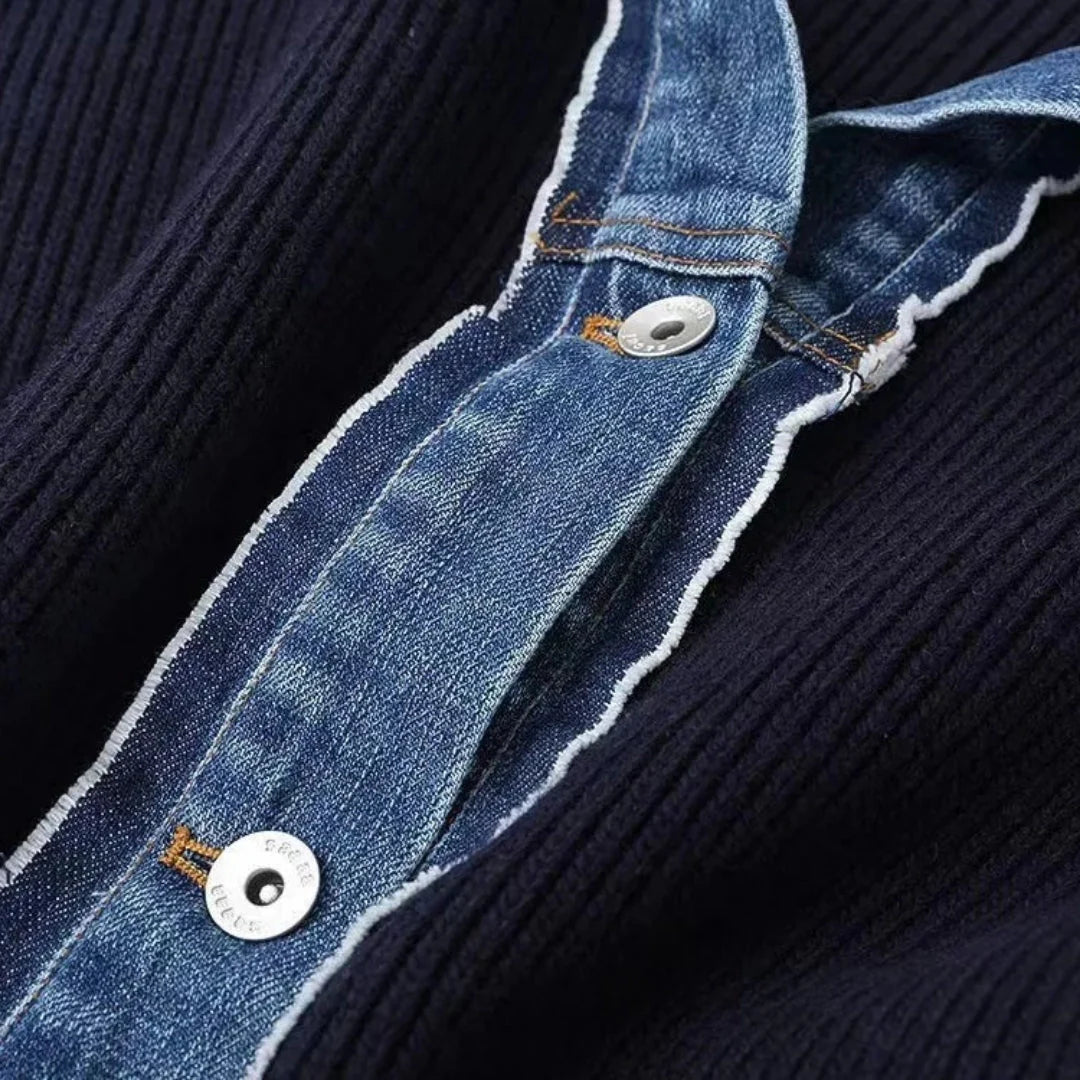 Denim Ribbed Sweater