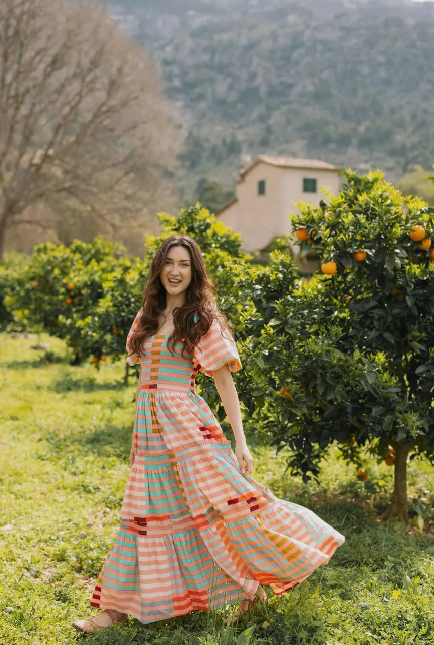 Apricot Colorful Stripe Oasis Dress