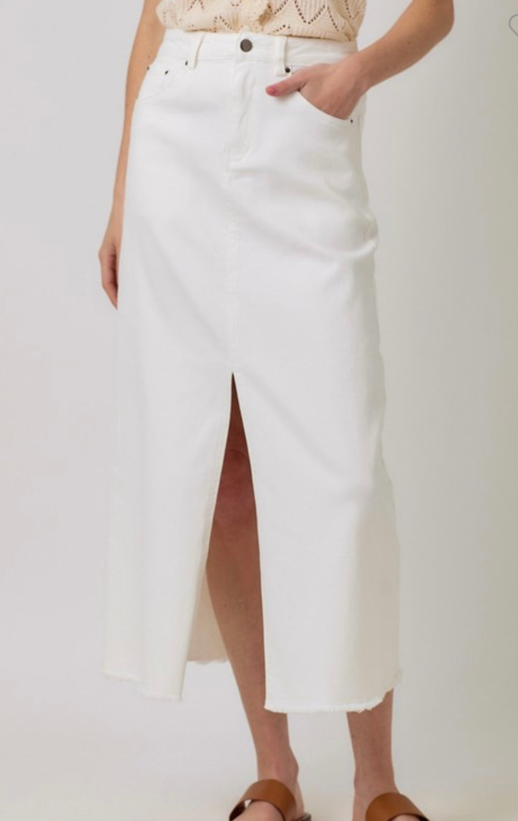 Washed Front Slit Skirt