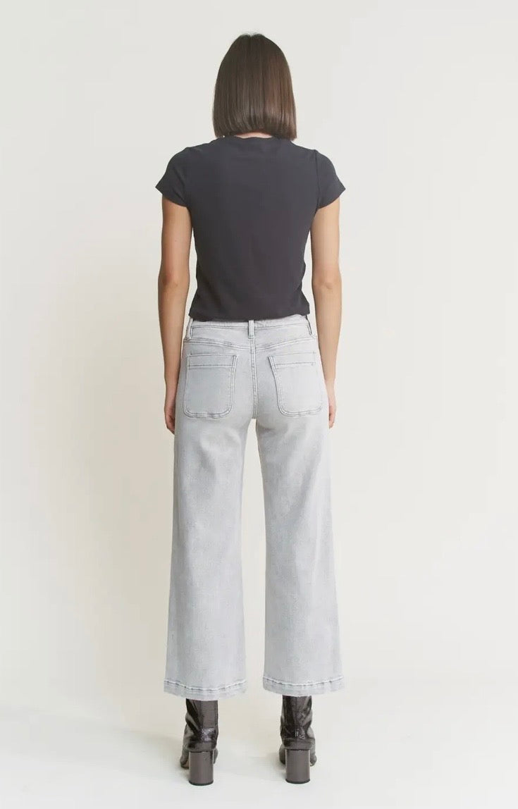 High Rise Cropped Wide Leg Patch Pocket