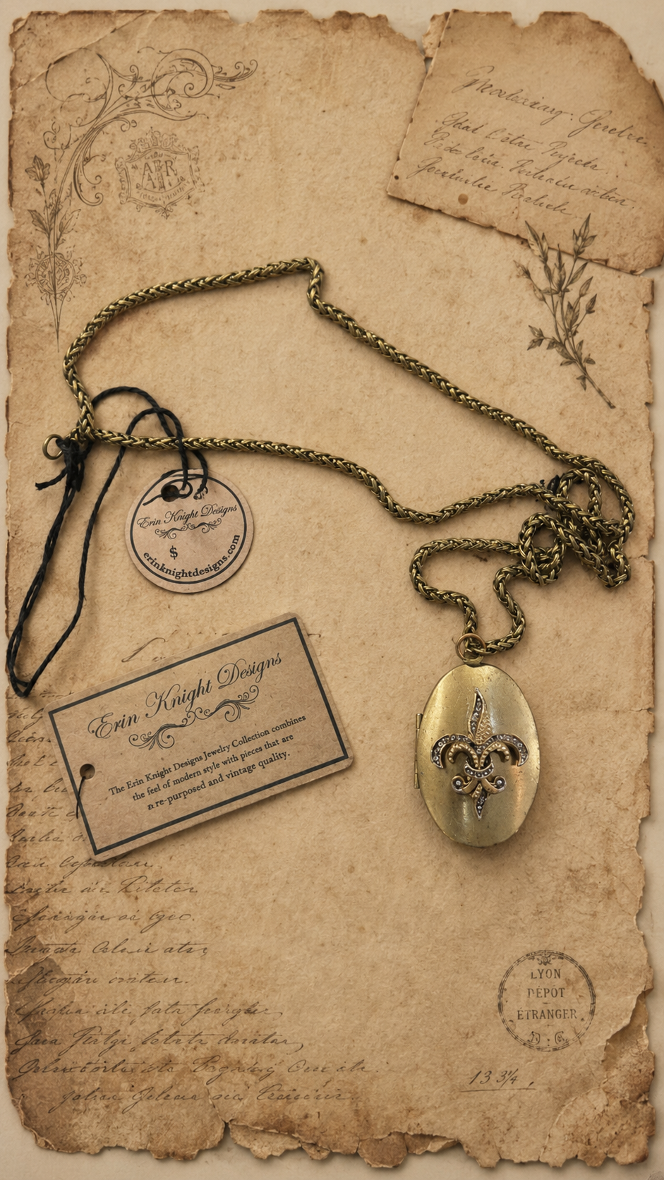 Vintage Locket Necklace Fleur-de-Lis Gold-Filled