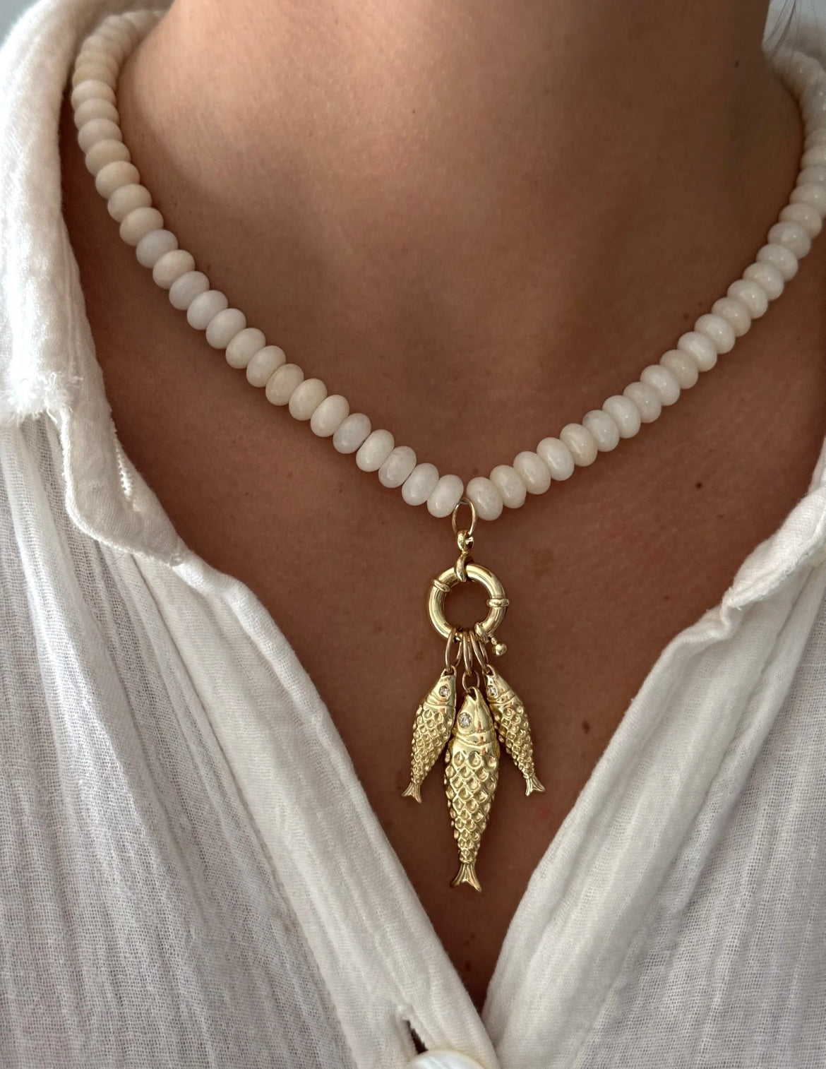 Cream Fish Necklace