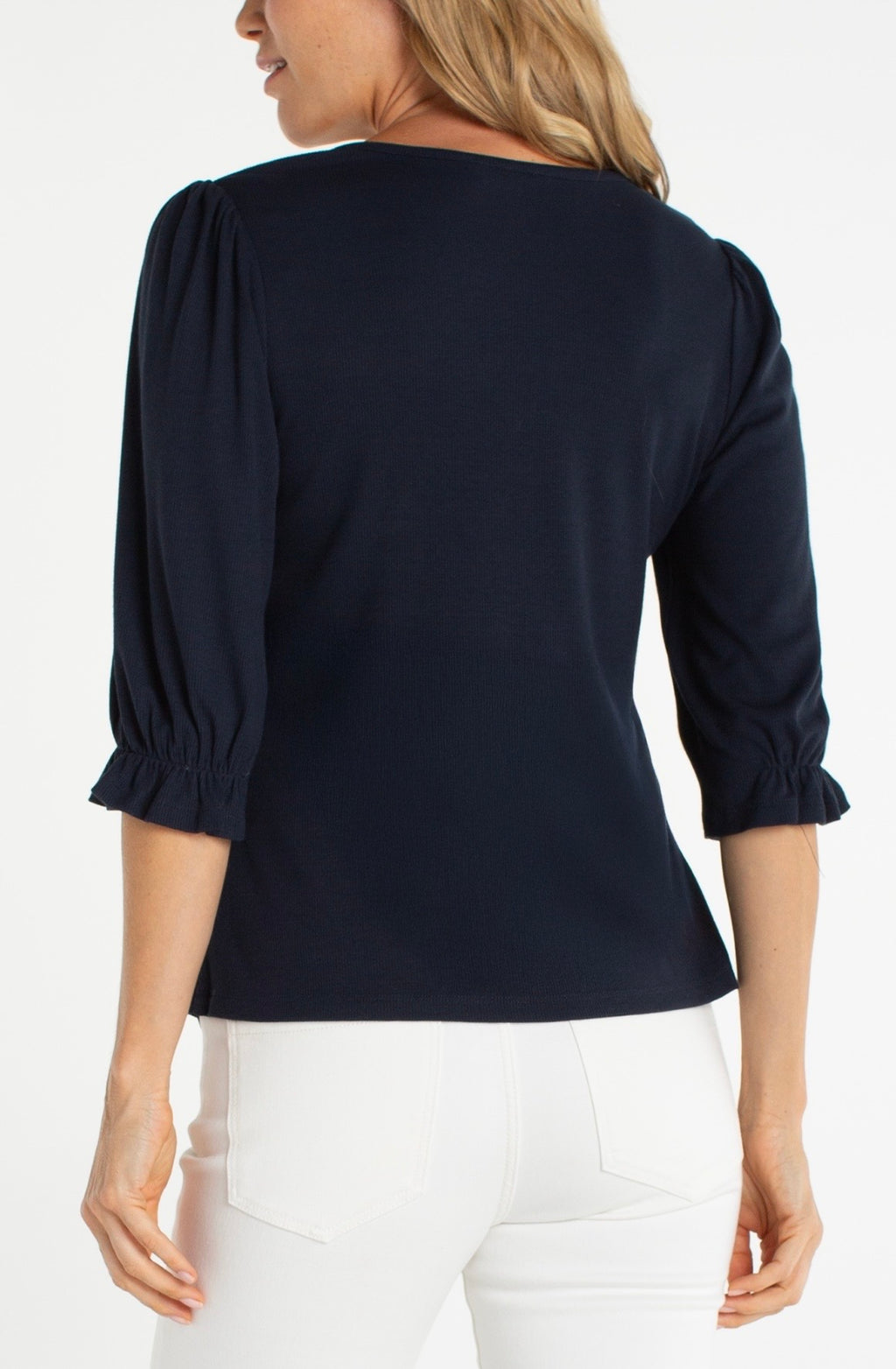 Elbow Sleeve Notch Knit Tee