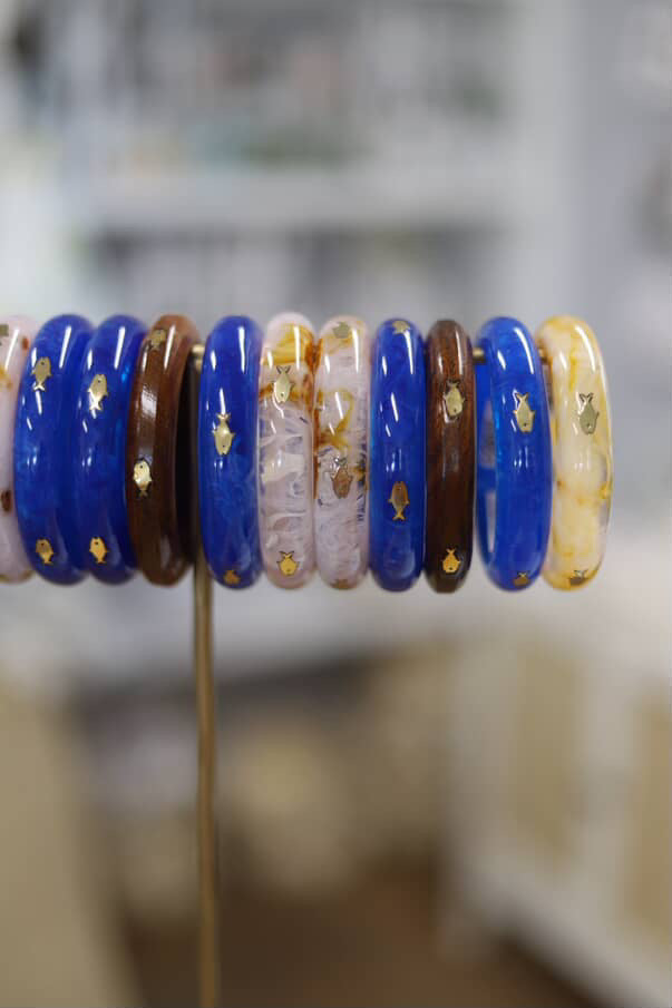 Resin Layering Bangle with Brass Fish