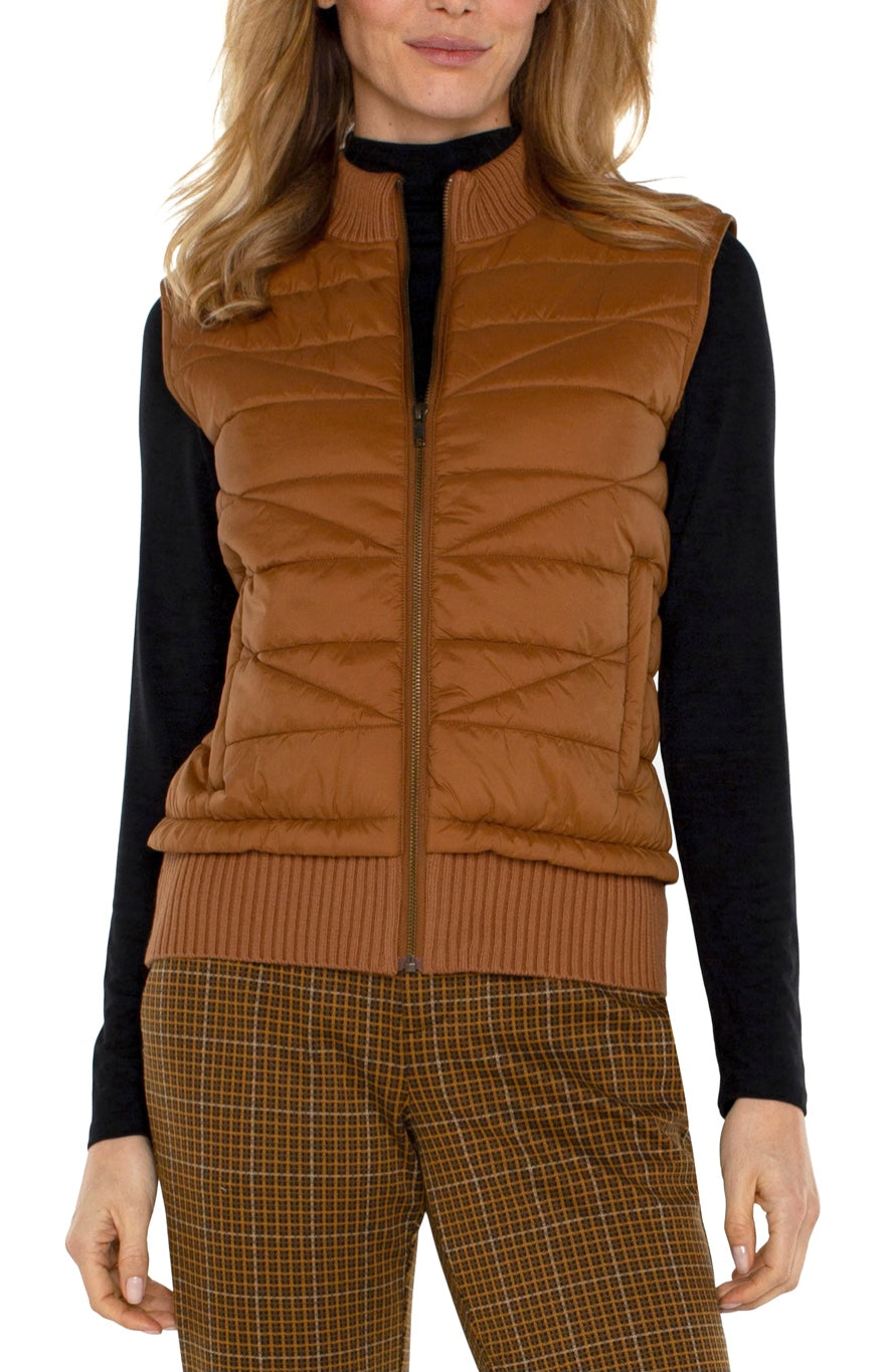 Sleeveless Quilted Full Zip Sweater Vest