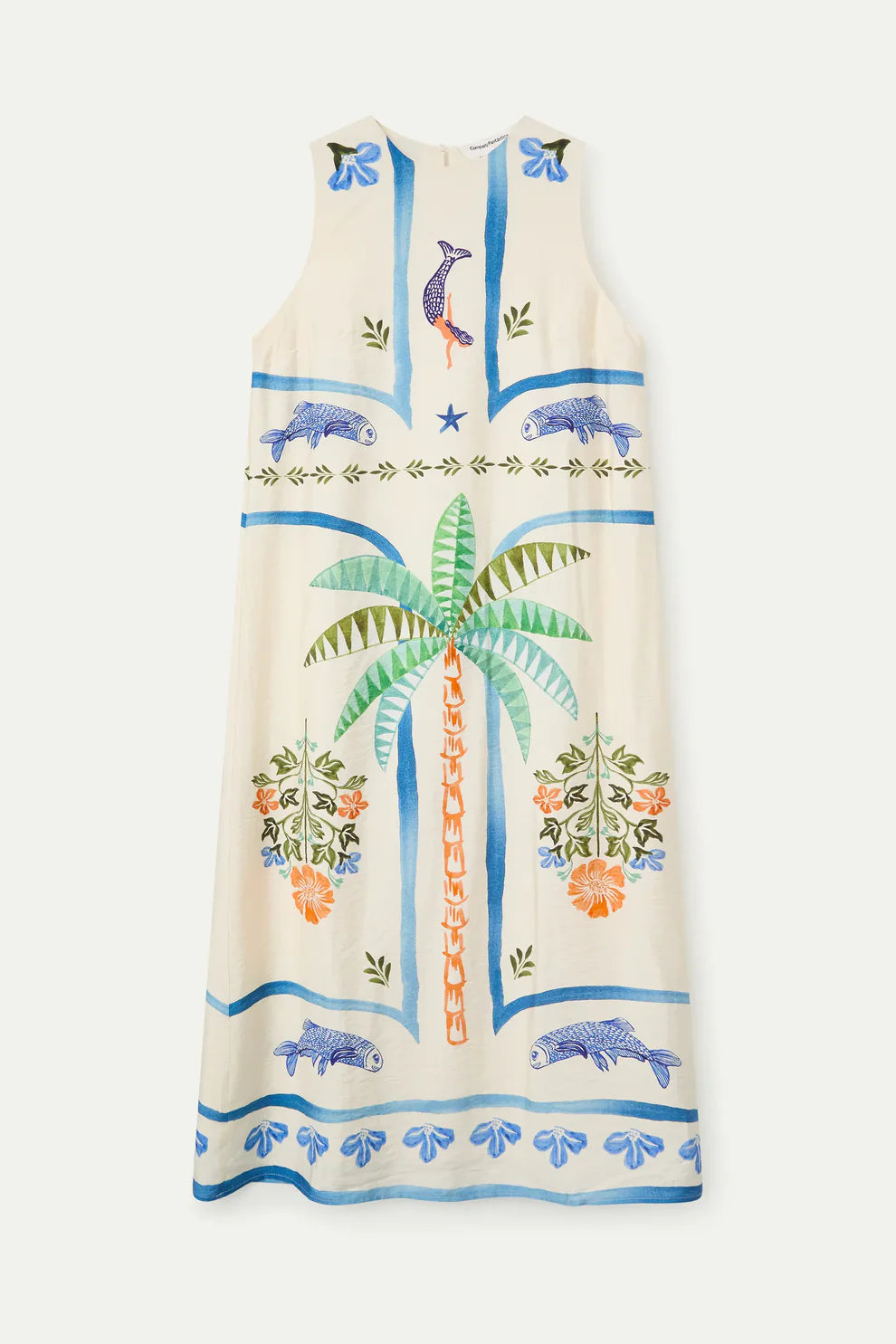 Midi Dress with Palm Print