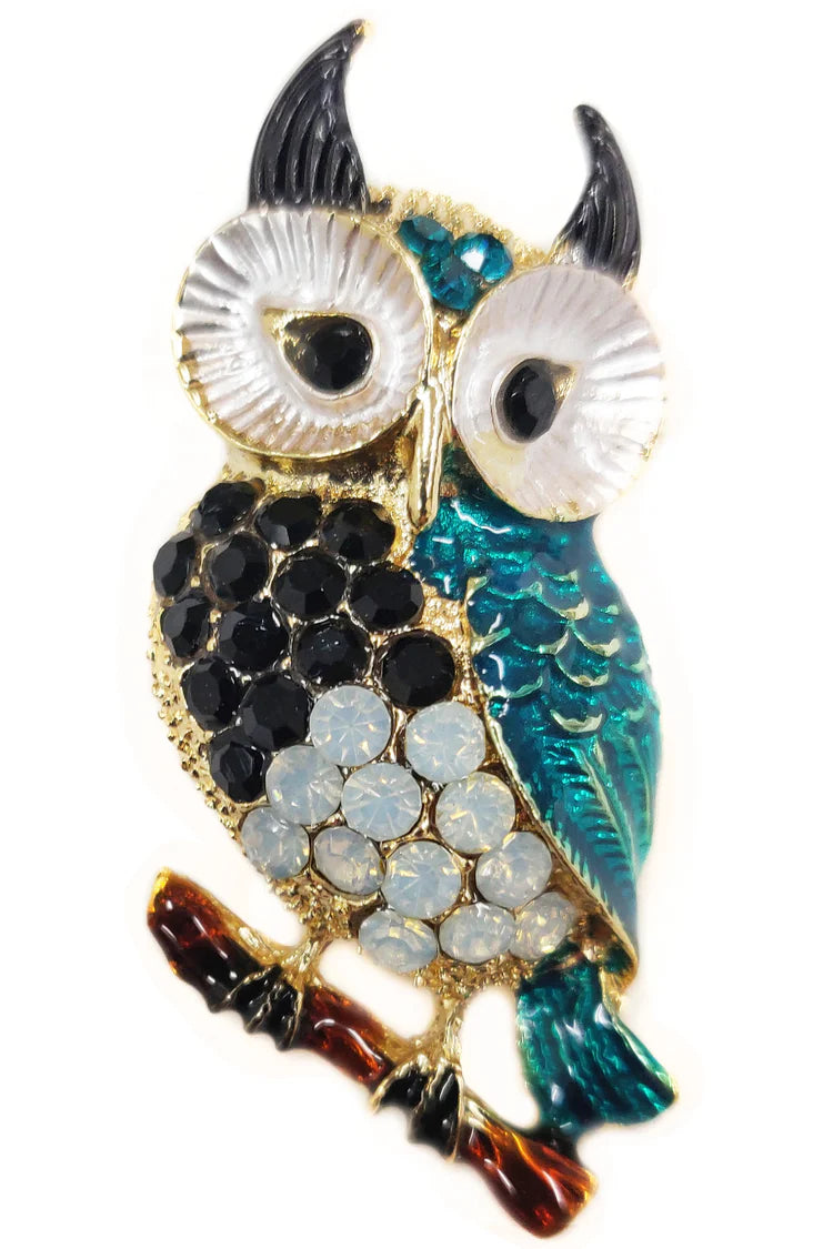 Owl Statement Pin in Black