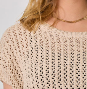 Crochet Weave Slouchy Pullover Sweater