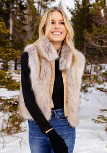 Blonde Fox Faux Fur Foxy Crop Vest