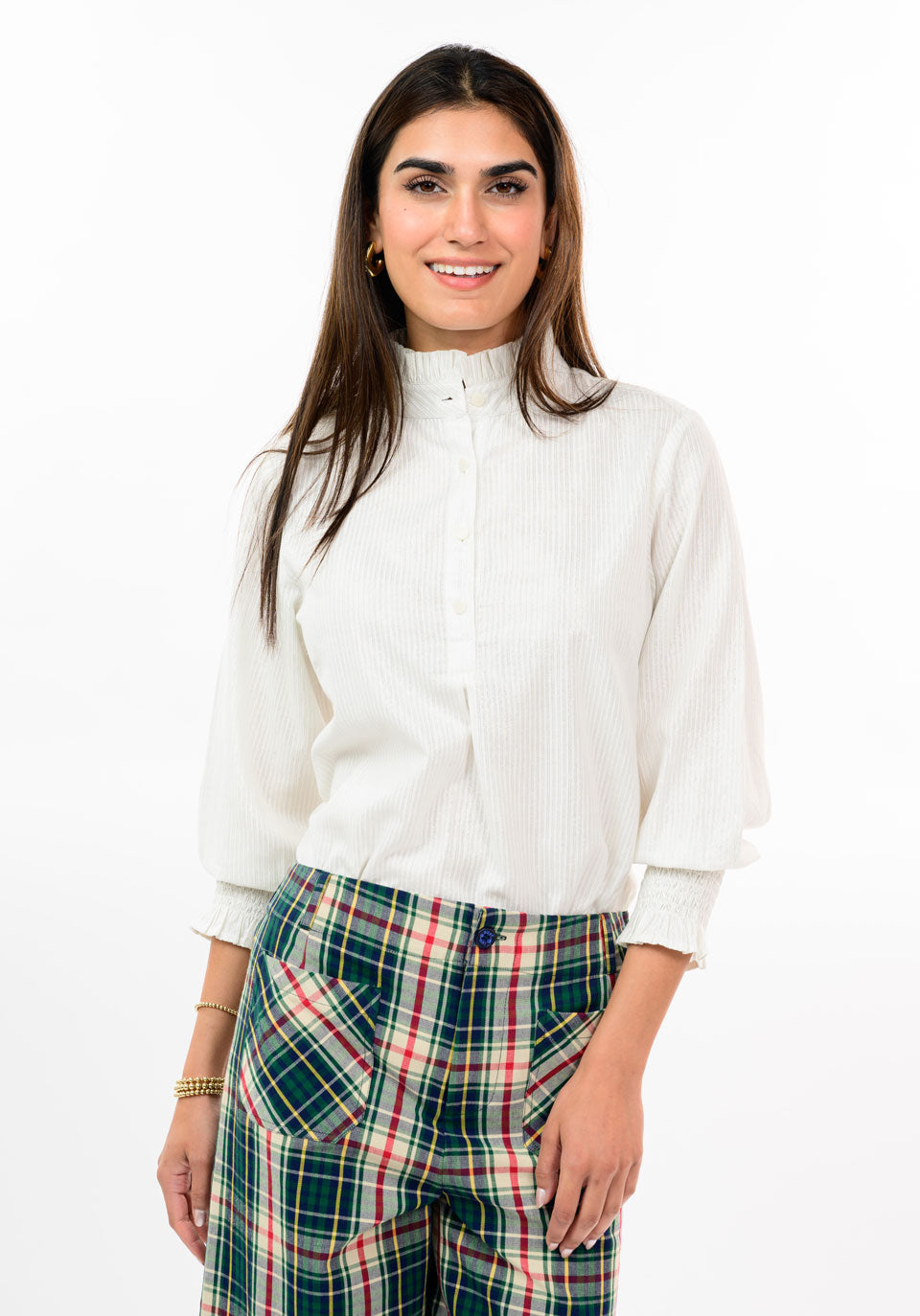 Metallic Stripe Long Sleeve Top