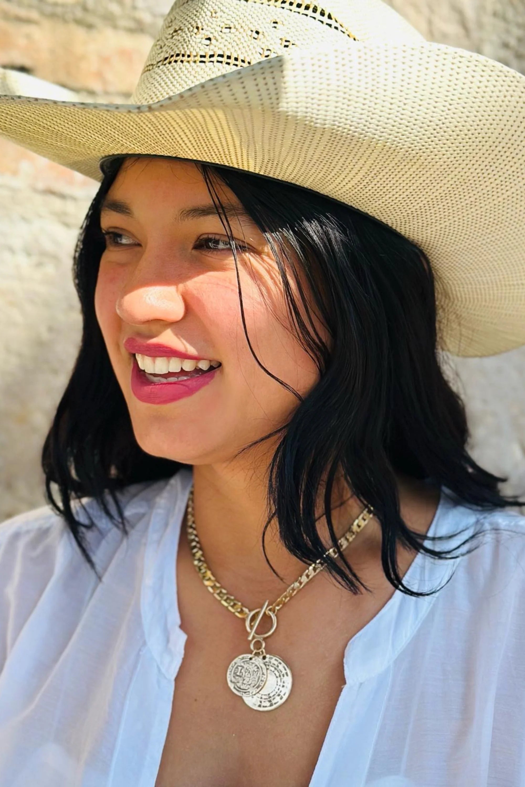 Double Coin Curb Chain Necklace