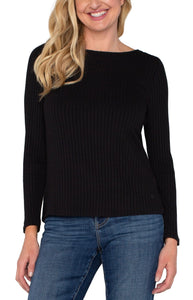 Long Sleeve Boat Neck Knit Top