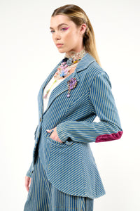 Alaia Stripe Denim Blazer