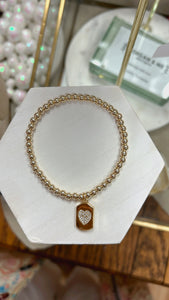 Gold filled Swarovski Crystal Heart Charm Bracelet C1