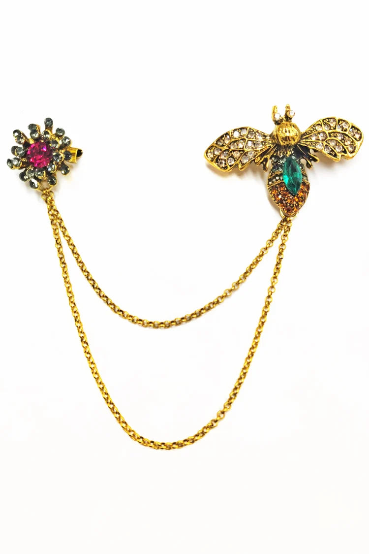 Floral Firefly Chain Pin