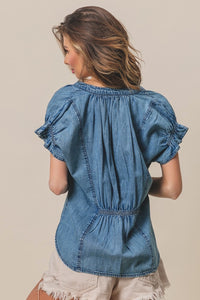 Ruffled Denim Top