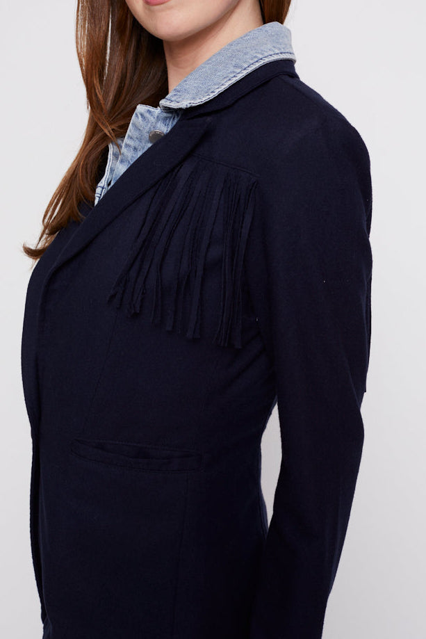 Helen Fringe Blazer in Midnight Navy