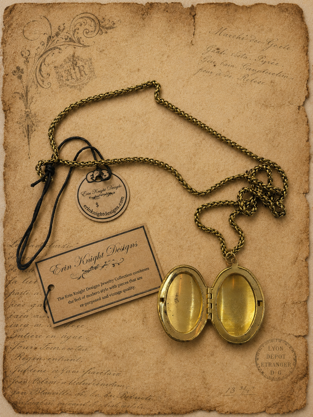 Vintage Locket Necklace Fleur-de-Lis Gold-Filled