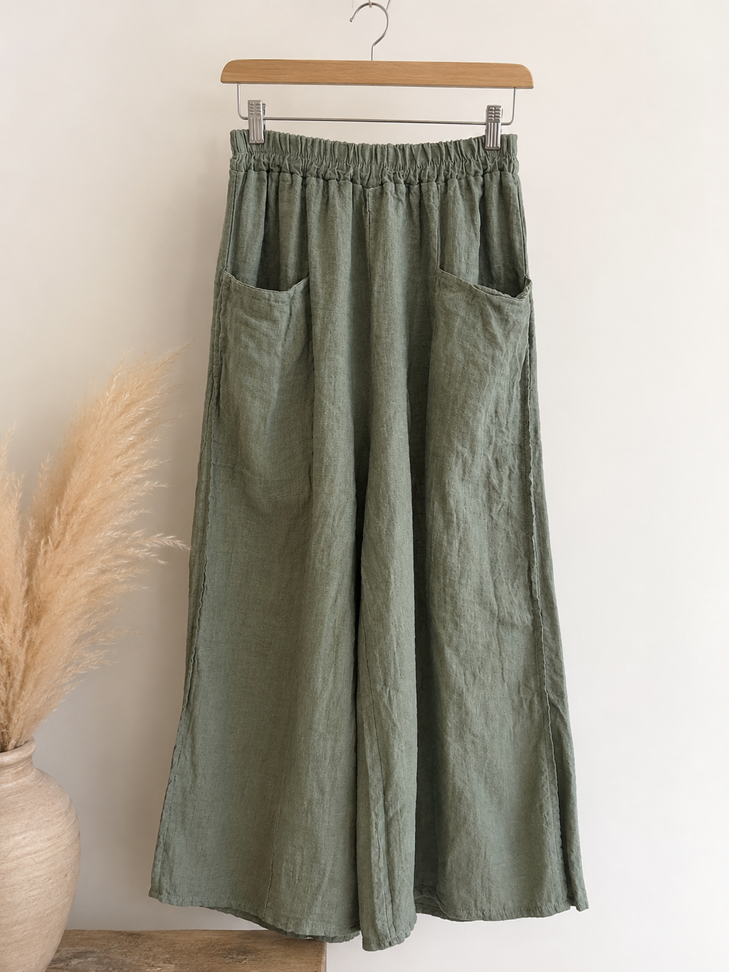 Linen Wide-Leg Pocket Pants