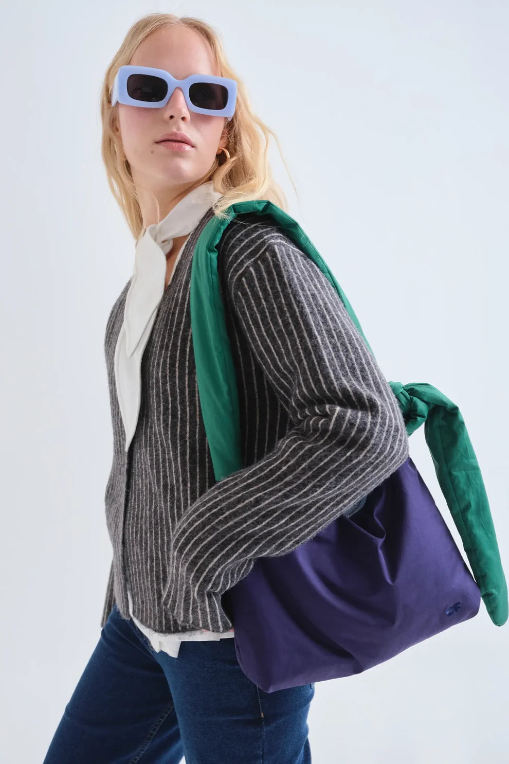 Dark Gray & White Striped Cardigan