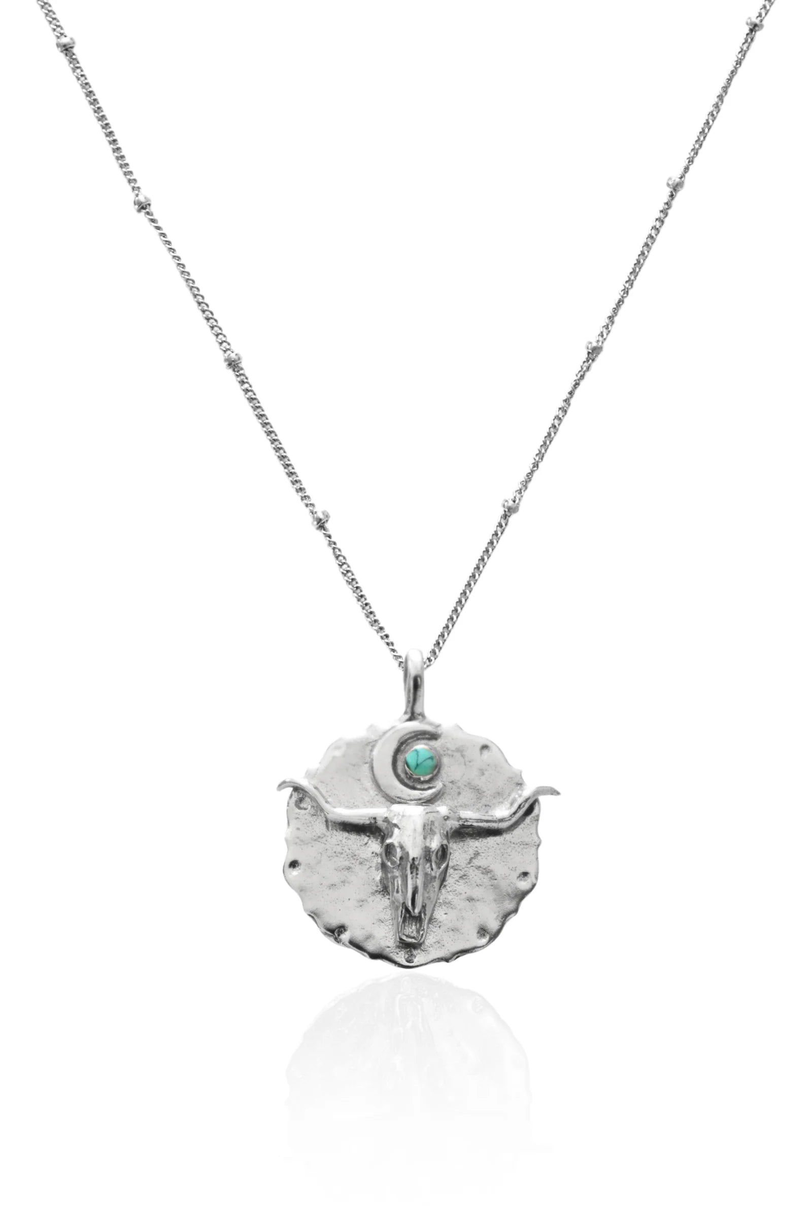 Longhorn Bullhead Necklace in Silver