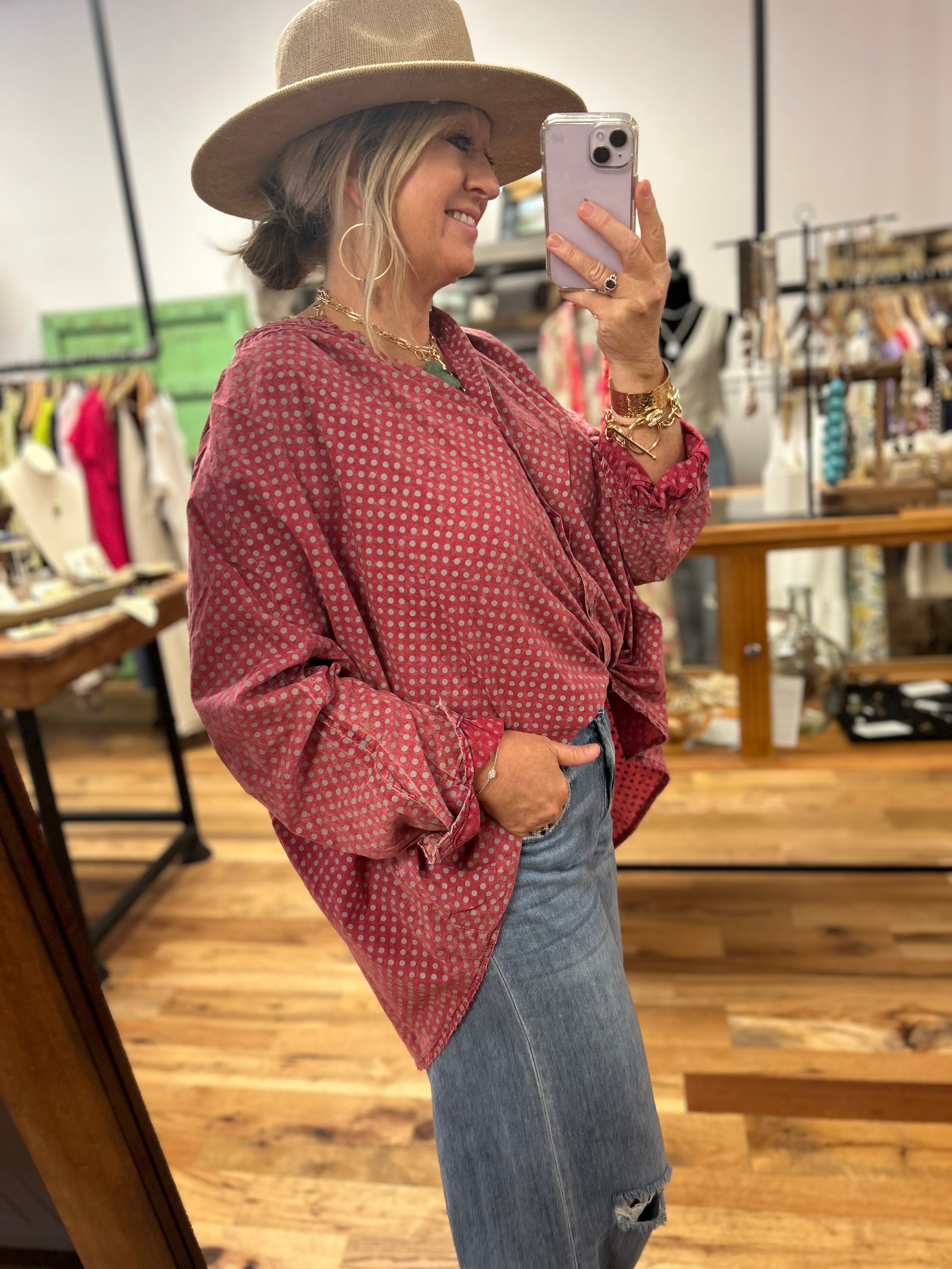 Sweet Nothings Shirt - Scarlet Dot