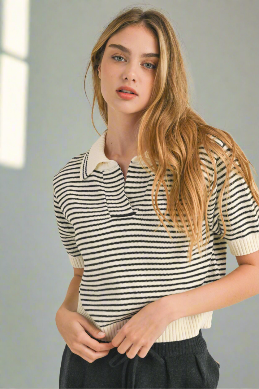 Collared Knit  Top