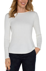 Long Sleeve Boat Neck Knit Top