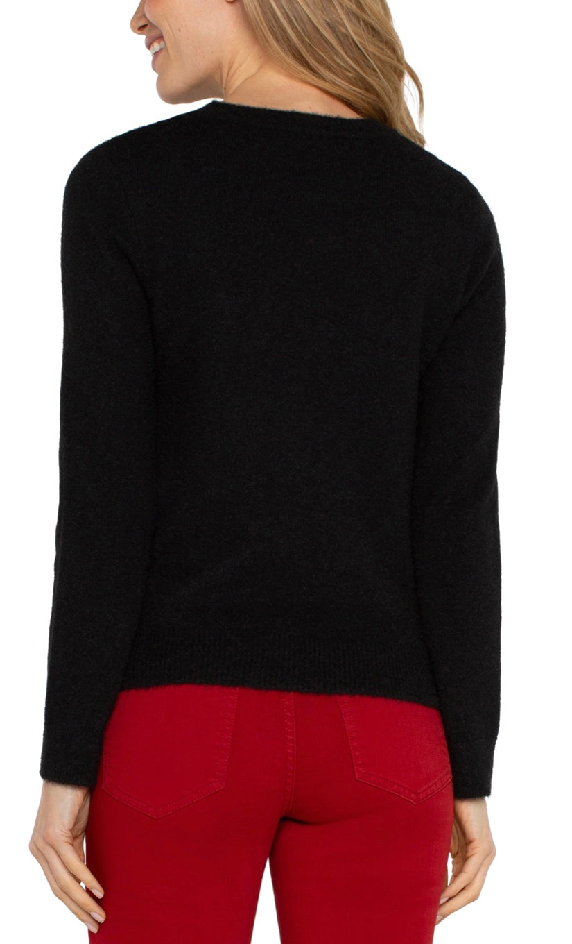 Long Sleeve Cut Out Bow Neck Sweater