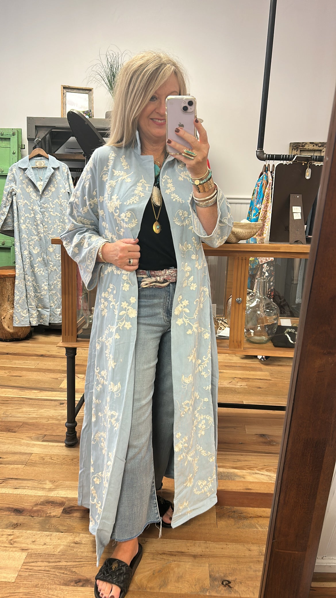 Eleanor Something Blue Embroidered Duster