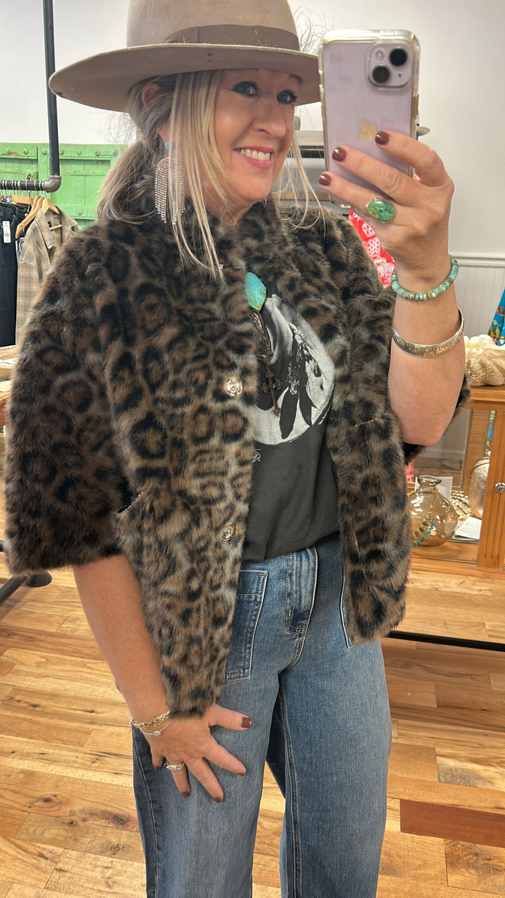 Faux Fur Leopard Caplet