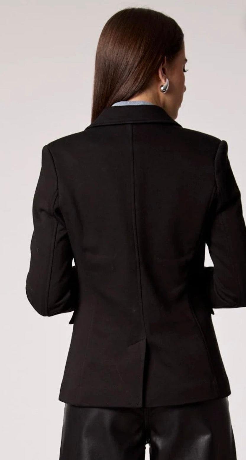Helen Blazer With Removable Denim Insert in Black