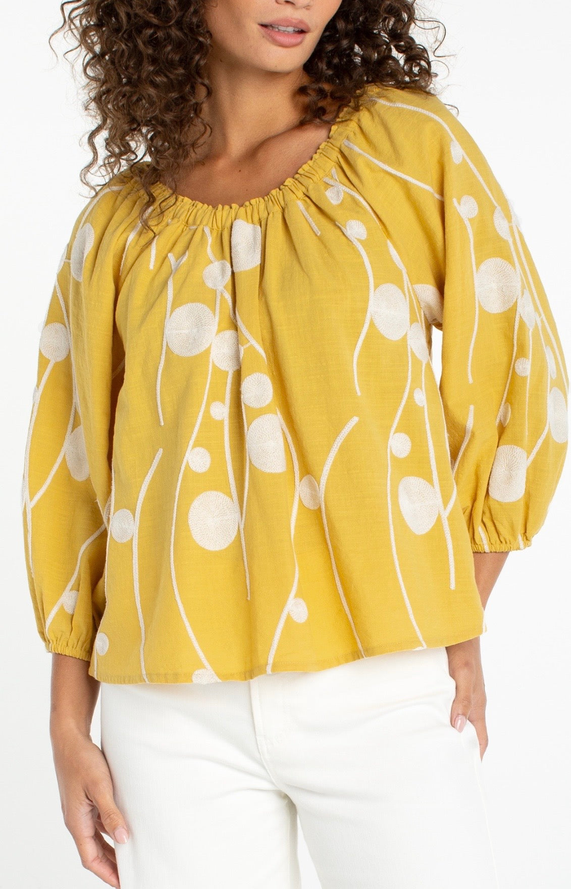 Woven 3/4 Length Sleeve Top