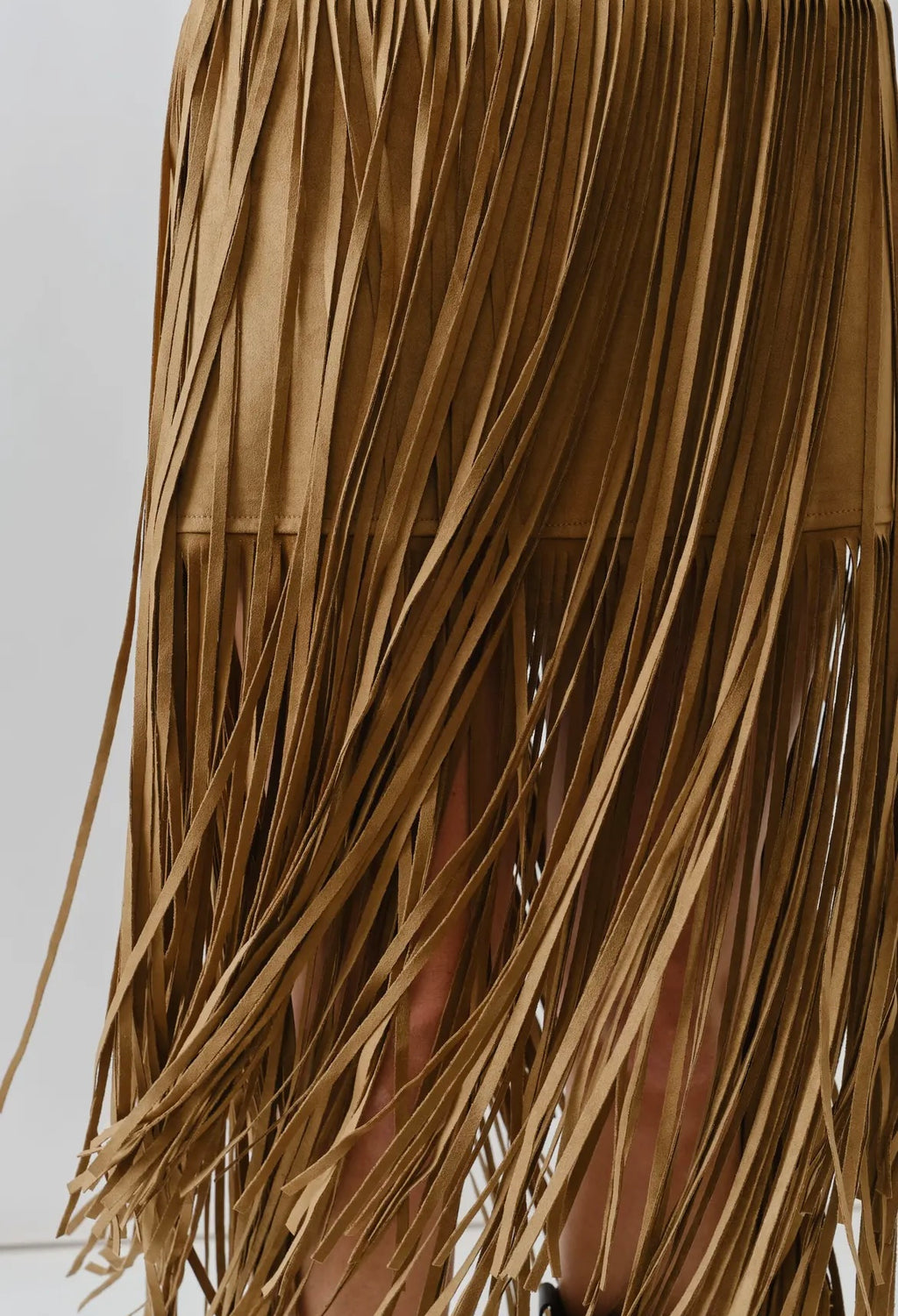 Suede Fringe Midi Skirts