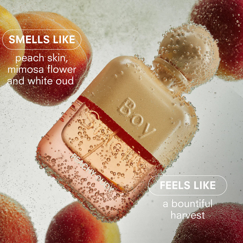 Peachy Oudy
Sweet succulence meets luxe, earthy oud.