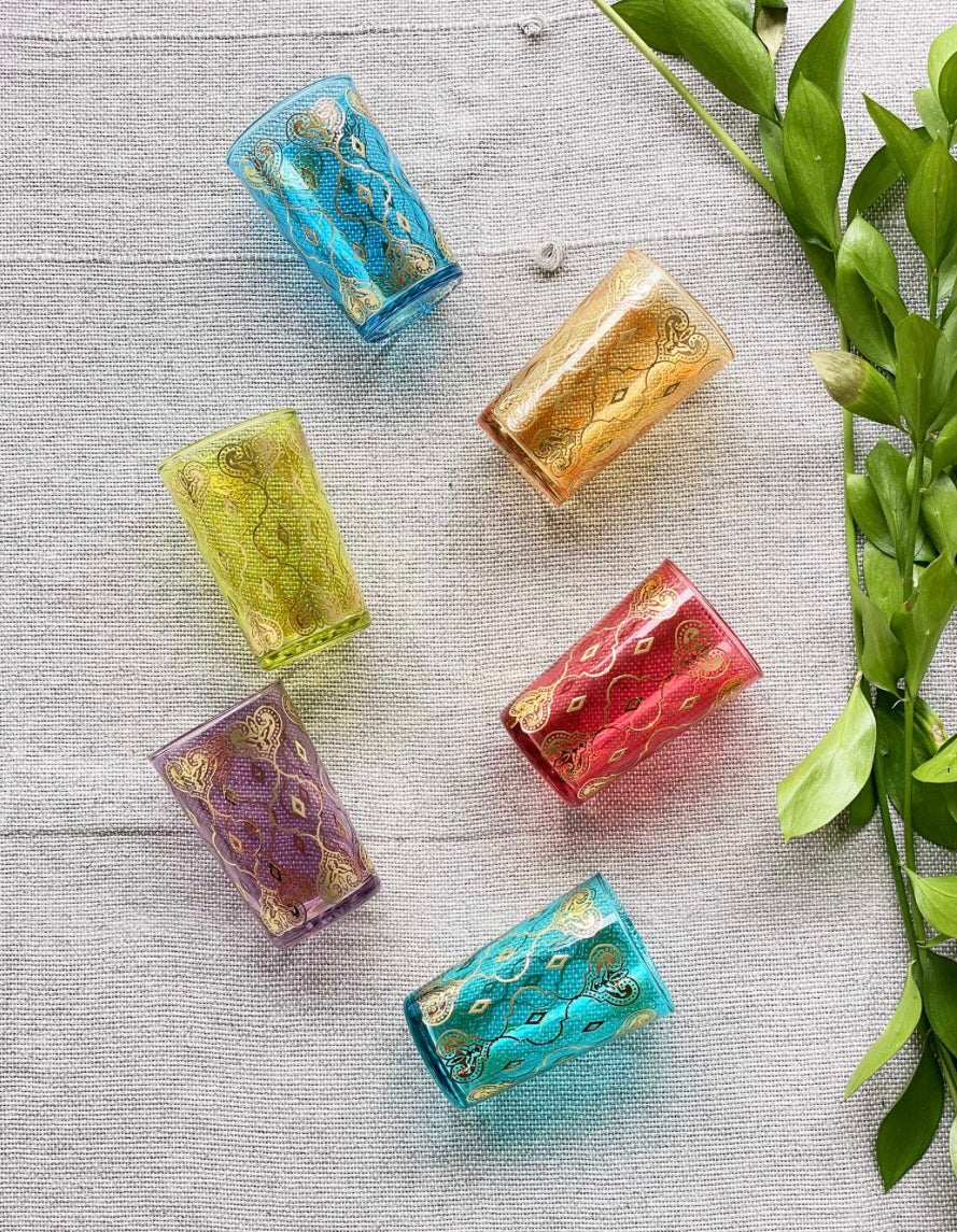 Set of Assorted Color Tea Glasses Harta Design