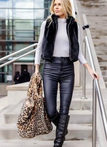 Leopard Faux Fur Le Mink Tote