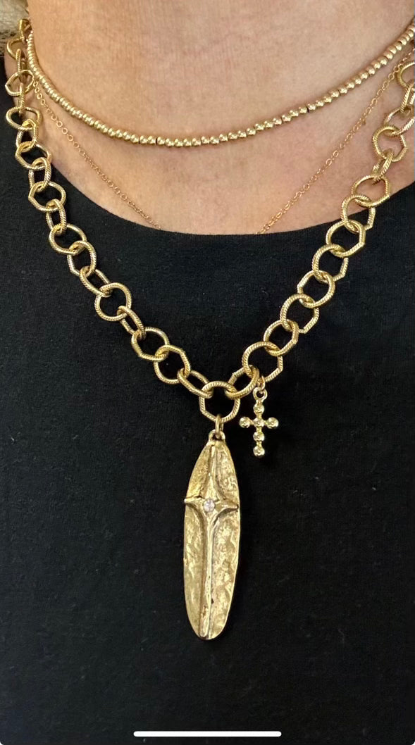 Hammered Gold Cross Necklace