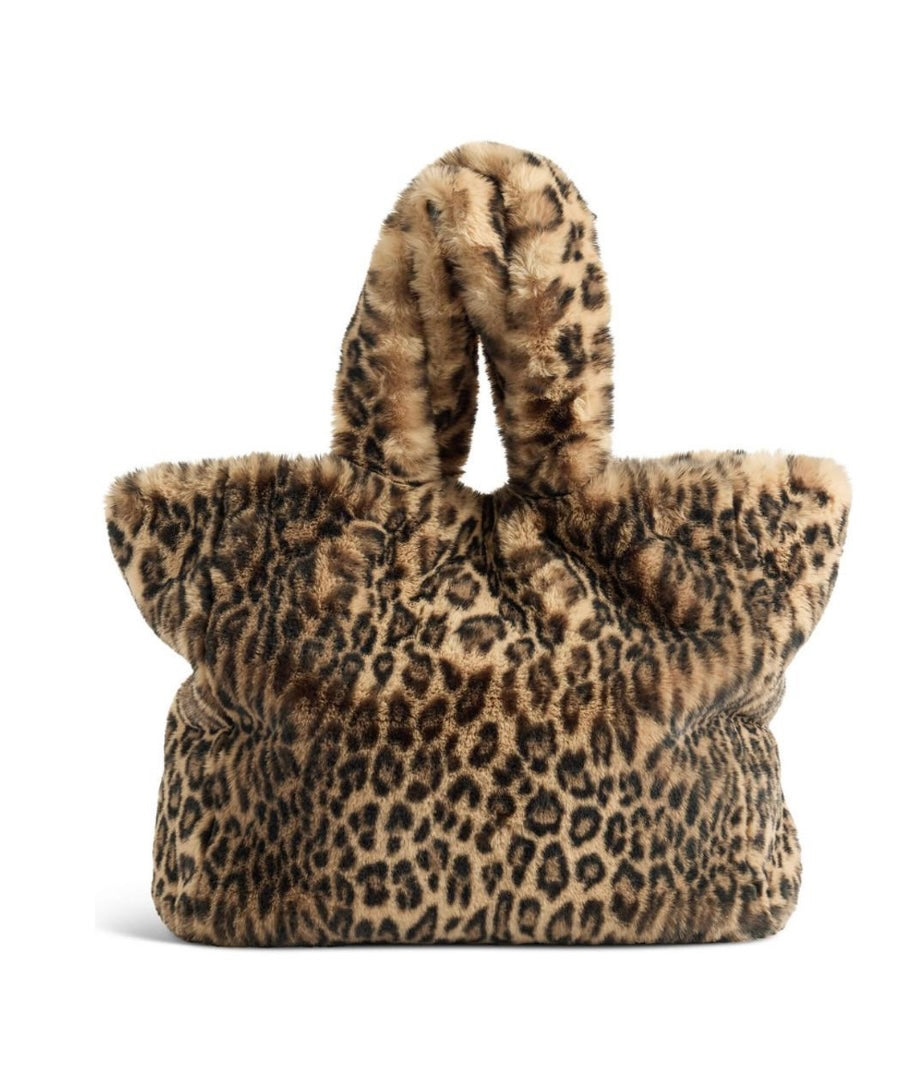 Leopard Faux Fur Le Mink Tote