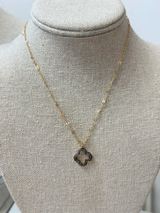 Gold Filled Pave Diamond Clover Necklace