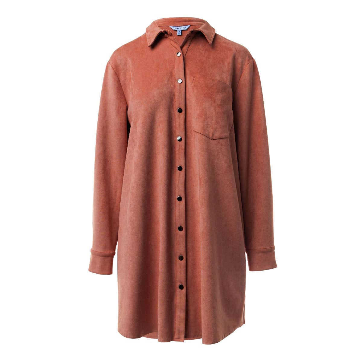 Long Sleeve Mini Faux Suede Shirt Dress